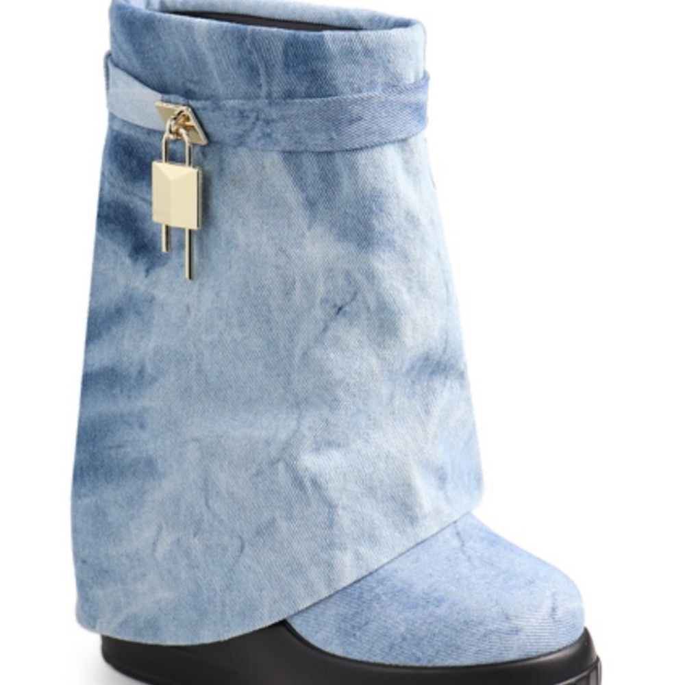 Denim turn down lock it sneaker boots